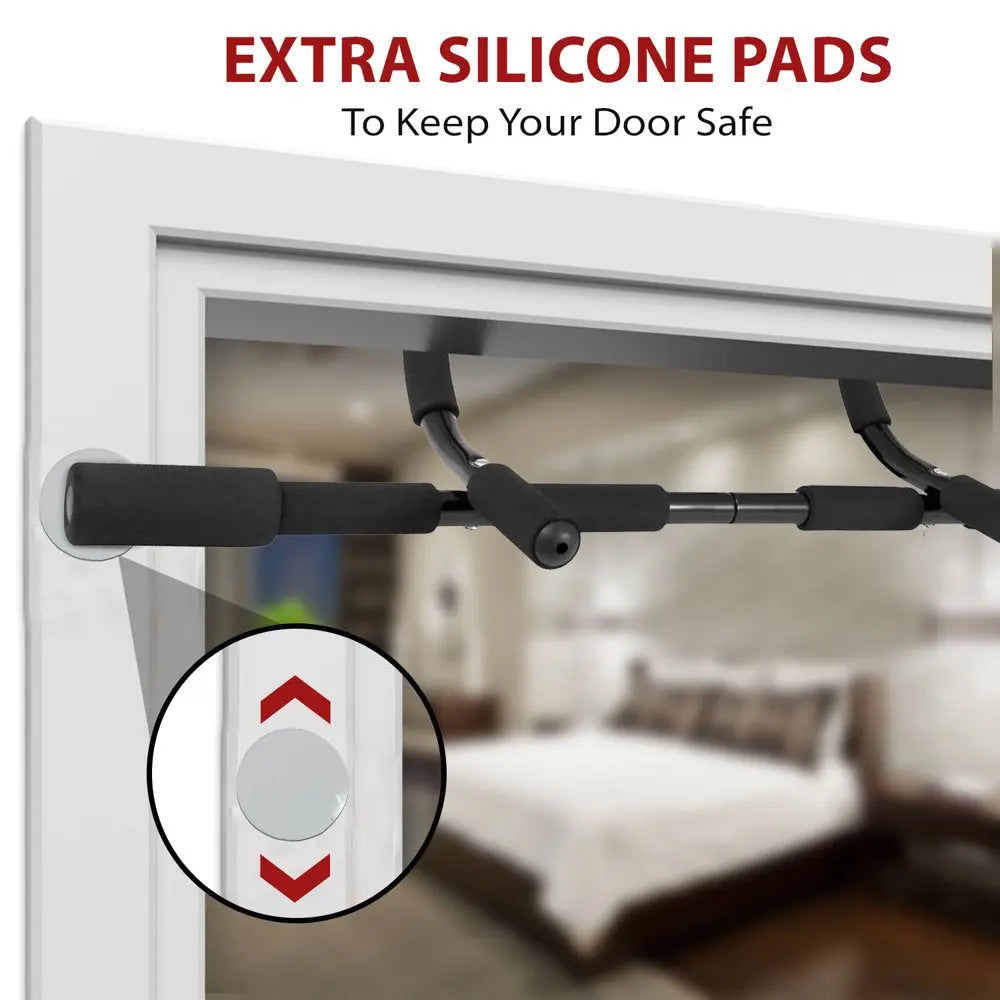 Pull up Bar with Water Bottle and Silicon Pads, Black